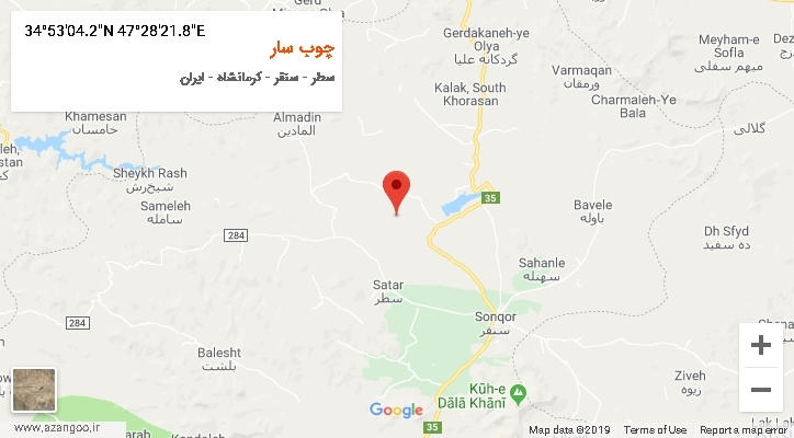 روستای چوب سار بر روی نقشه