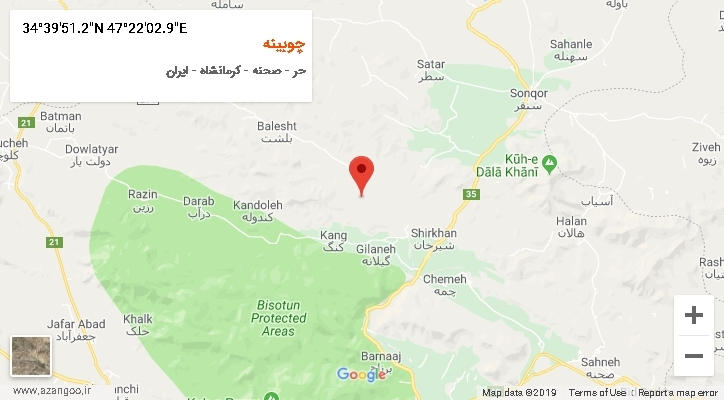 روستای چوبینه بر روی نقشه