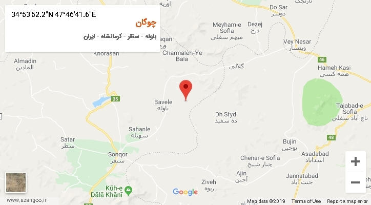روستای چوگان بر روی نقشه