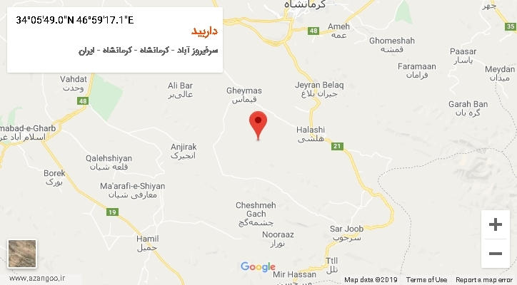 روستای داربید بر روی نقشه