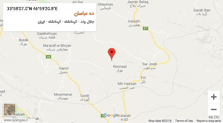 روستای ده عباسان بر روی نقشه