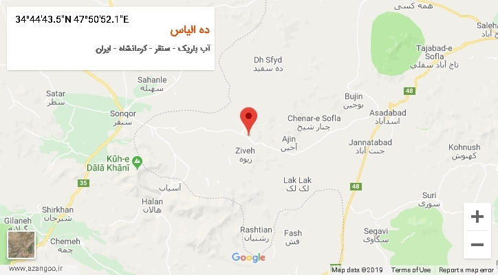 روستای ده الیاس بر روی نقشه