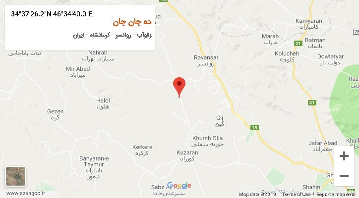 روستای ده جان جان بر روی نقشه