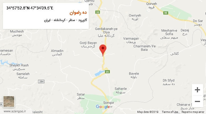روستای ده رضوان بر روی نقشه