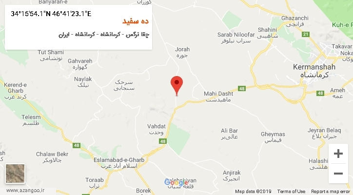 روستای ده سفید بر روی نقشه