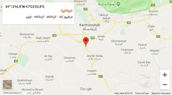 روستای دربندزرد بر روی نقشه