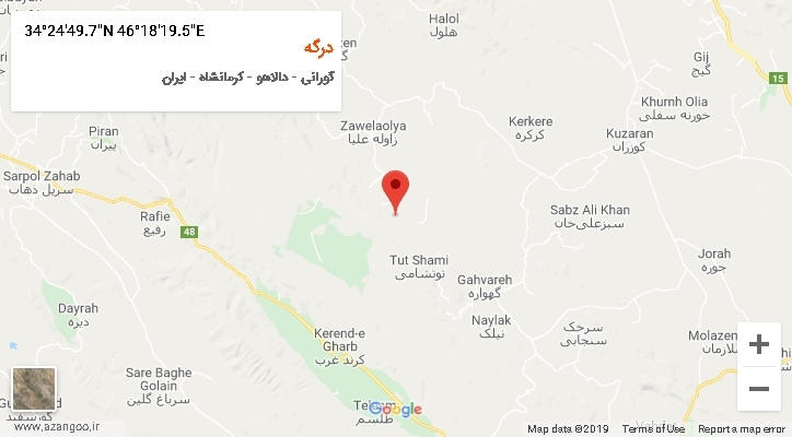 روستای درگه بر روی نقشه