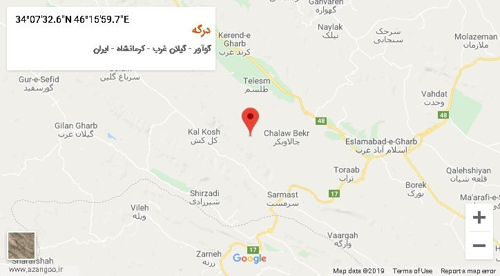 روستای درگه بر روی نقشه