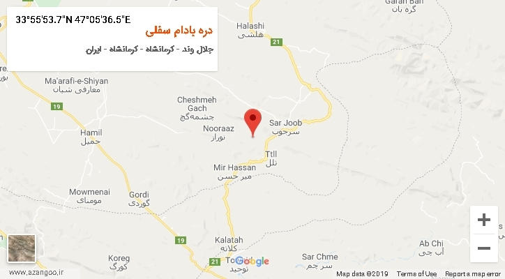 روستای دره بادام سفلی بر روی نقشه