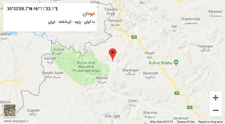 روستای دودان بر روی نقشه