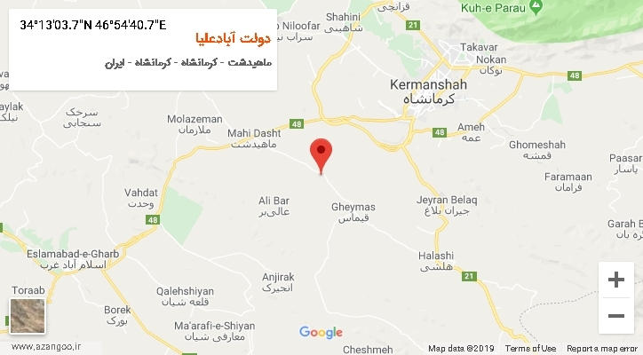 روستای دولت آبادعلیا بر روی نقشه