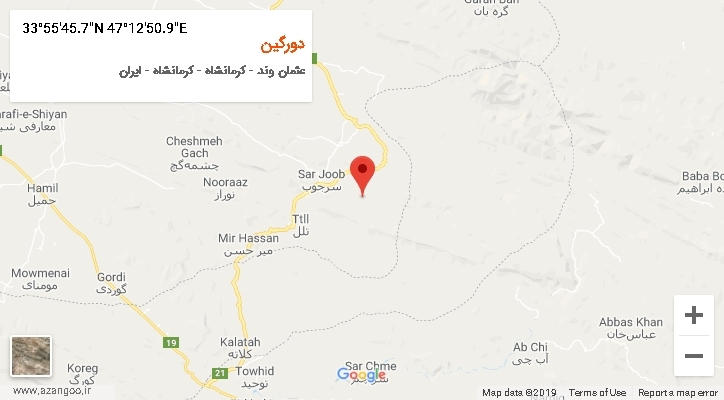 روستای دورگین بر روی نقشه
