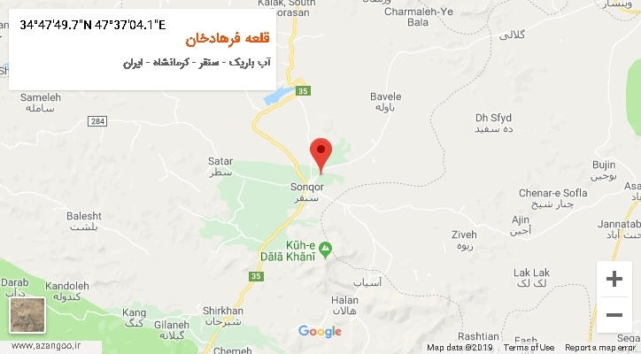 روستای قلعه فرهادخان بر روی نقشه