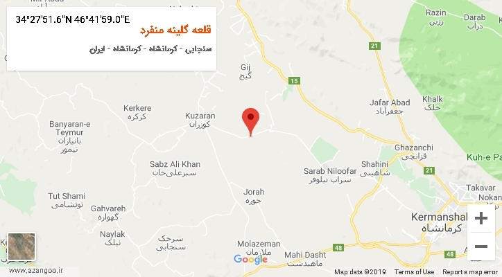 روستای قلعه گلینه منفرد بر روی نقشه