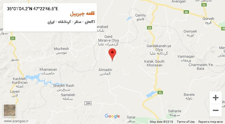 روستای قلعه جبرییل بر روی نقشه