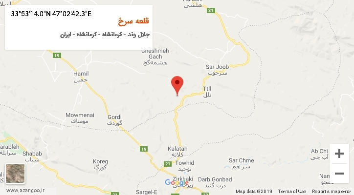 روستای قلعه سرخ بر روی نقشه