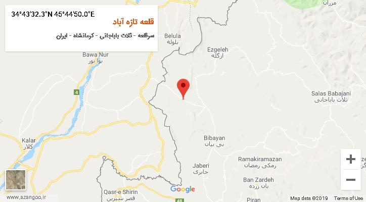 روستای قلعه تازه آباد بر روی نقشه