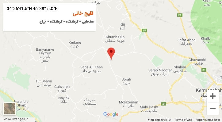 روستای قلیج خانی بر روی نقشه