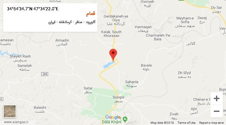 روستای قمام بر روی نقشه