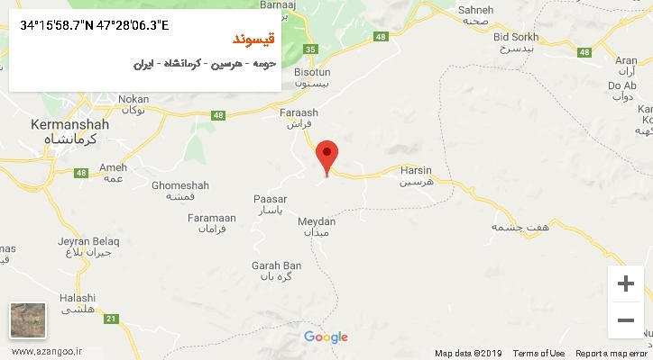 روستای قیسوند بر روی نقشه