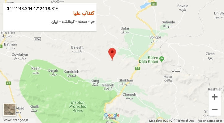 روستای گندآب علیا بر روی نقشه