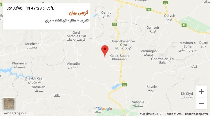روستای گرجی بیان بر روی نقشه