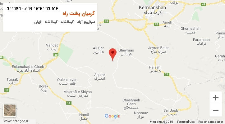 روستای گرمیان پشت راه بر روی نقشه