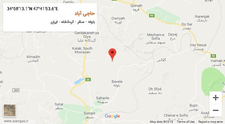 روستای حاجی آباد بر روی نقشه