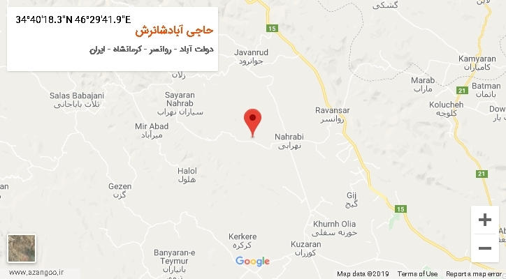 روستای حاجی آبادشانرش بر روی نقشه