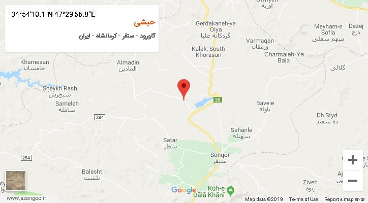 روستای حبشی بر روی نقشه