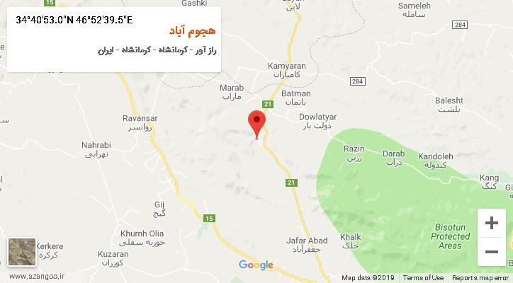 روستای هجوم آباد بر روی نقشه