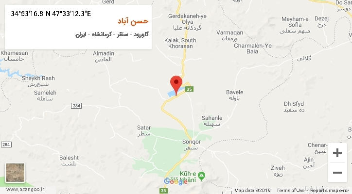 روستای حسن آباد بر روی نقشه