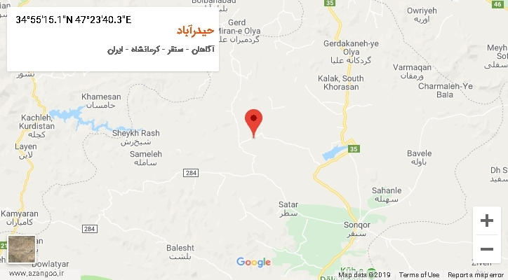 روستای حیدرآباد بر روی نقشه