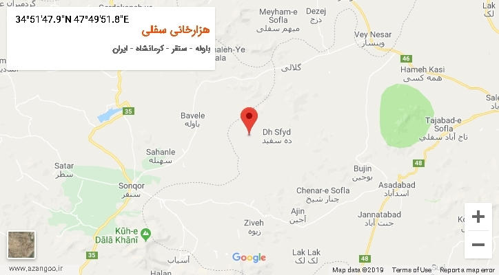 روستای هزارخانی سفلی بر روی نقشه