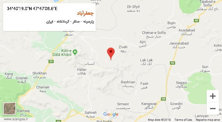 روستای جعفرآباد بر روی نقشه