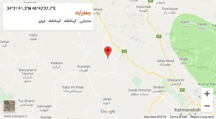 روستای جعفرآباد بر روی نقشه