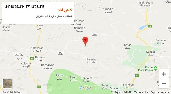 روستای کاهل آباد بر روی نقشه