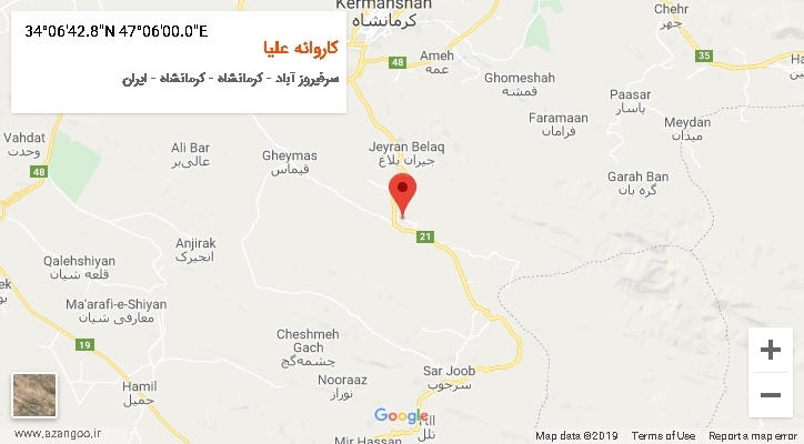 روستای کاروانه علیا بر روی نقشه