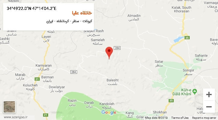 روستای خانقاه علیا بر روی نقشه