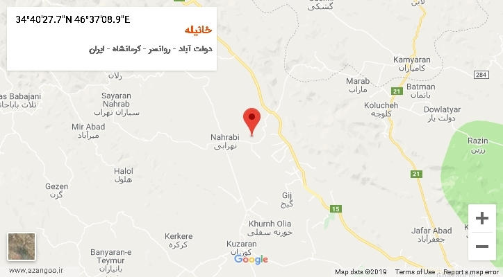 روستای خانیله بر روی نقشه