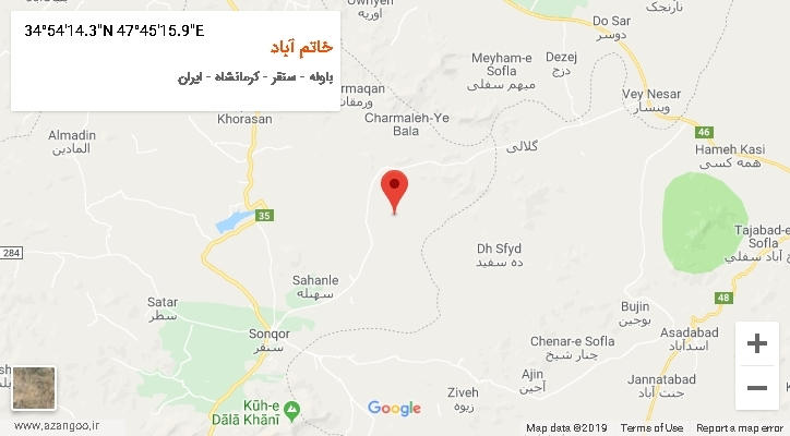 روستای خاتم آباد بر روی نقشه