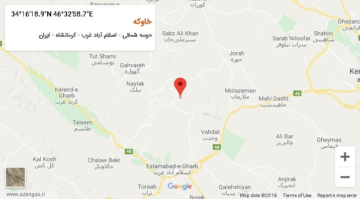 روستای خاوکه بر روی نقشه