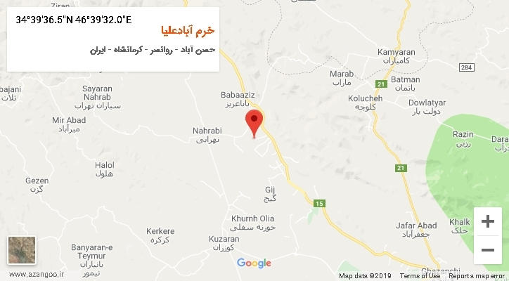 روستای خرم آبادعلیا بر روی نقشه