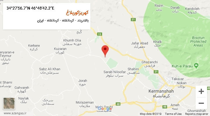 روستای کهریزکوربلاغ بر روی نقشه