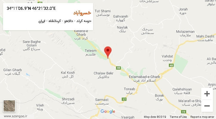 روستای خسروآباد بر روی نقشه