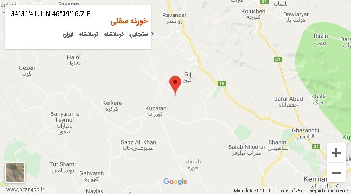 روستای خورنه سفلی بر روی نقشه