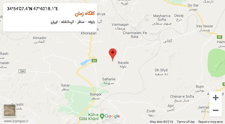 روستای کلگاه زمان بر روی نقشه
