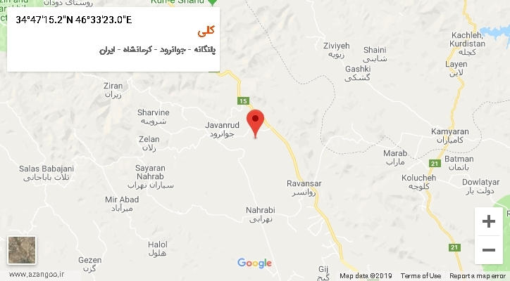 روستای کلی بر روی نقشه