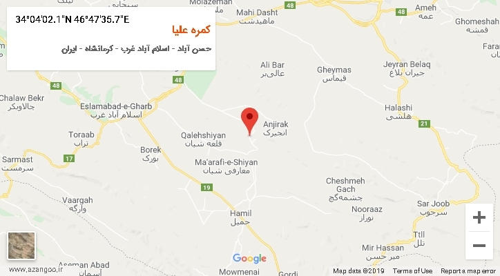 روستای کمره علیا بر روی نقشه