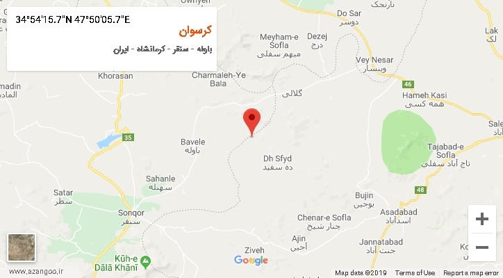 روستای کرسوان بر روی نقشه